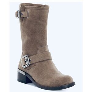 Vince Camuto VC Windy Foxy Verona leather upper tan boots with buckle Sz-6.5M. I
